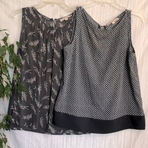 LOFT lot of 2 sleeveless dressy blouses tops size LP gray pink navy